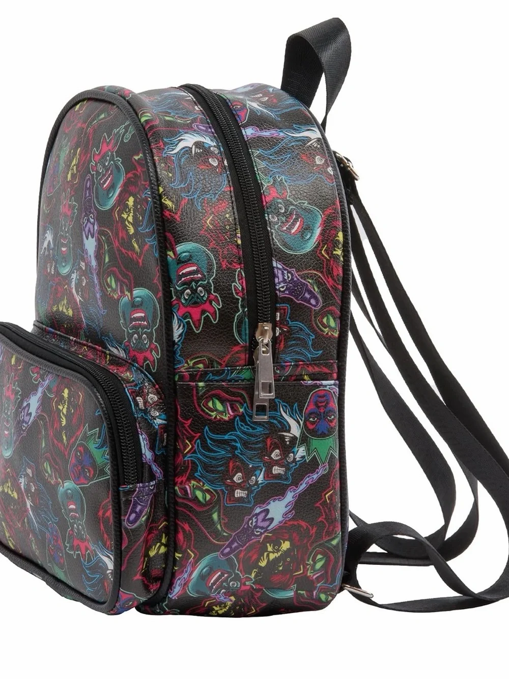 Disney Vixen Black Multicolor Villain Print Mini Backpack